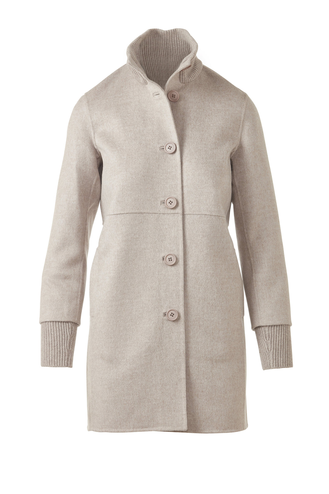 BUTTON FRONT KNIT TRIM COAT