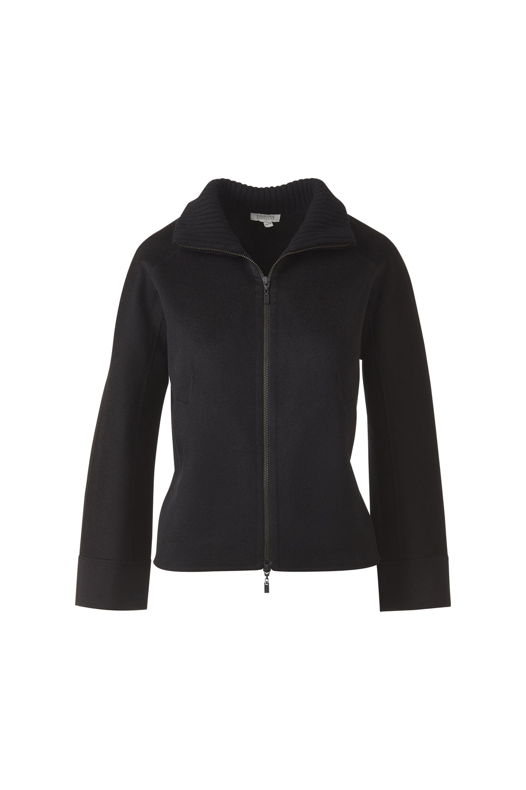SHORT KNIT TRIM ZIP MOCK COAT