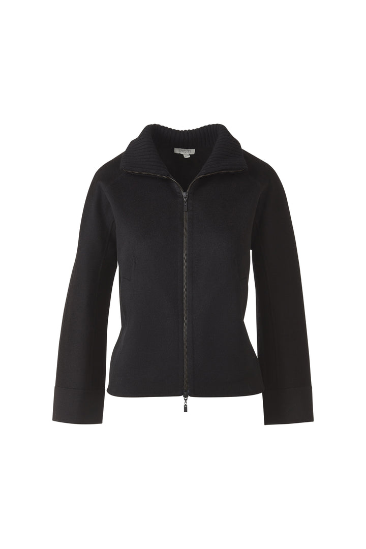 SHORT KNIT TRIM ZIP MOCK COAT