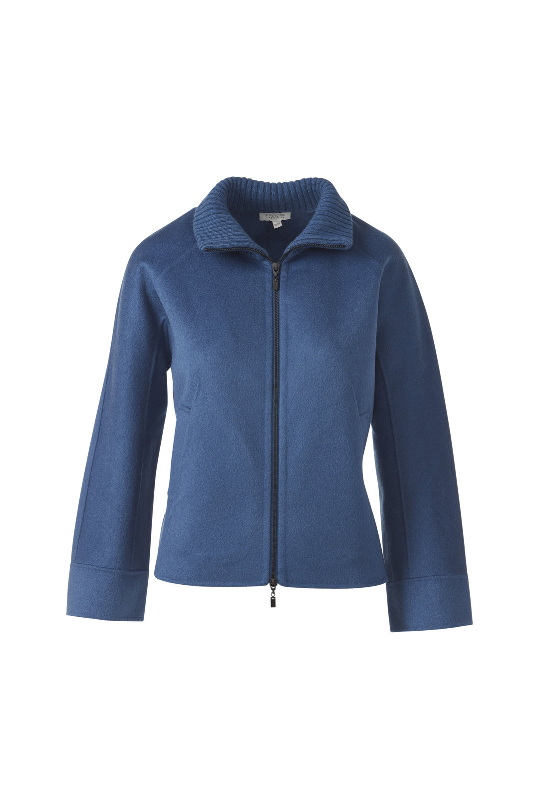 SHORT KNIT TRIM ZIP MOCK COAT