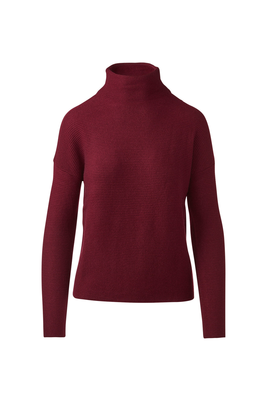 Textured Slouchy Funnel Sweater Cordovan
