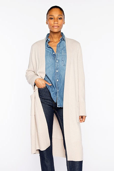 TEXTURED DUSTER CARDIGAN