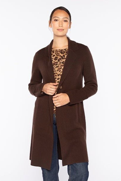 LONG NOTCH COLLAR CARDIGAN