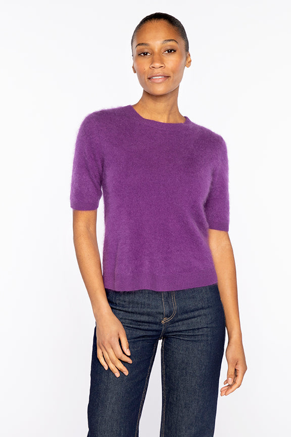 Brushed Cashmere Short Sleeve Crew