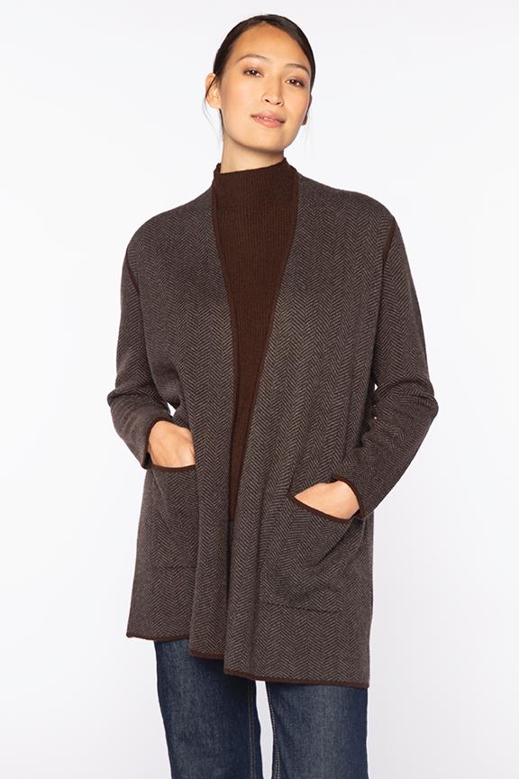 JACQUARD HERRINGBONE CARDIGAN