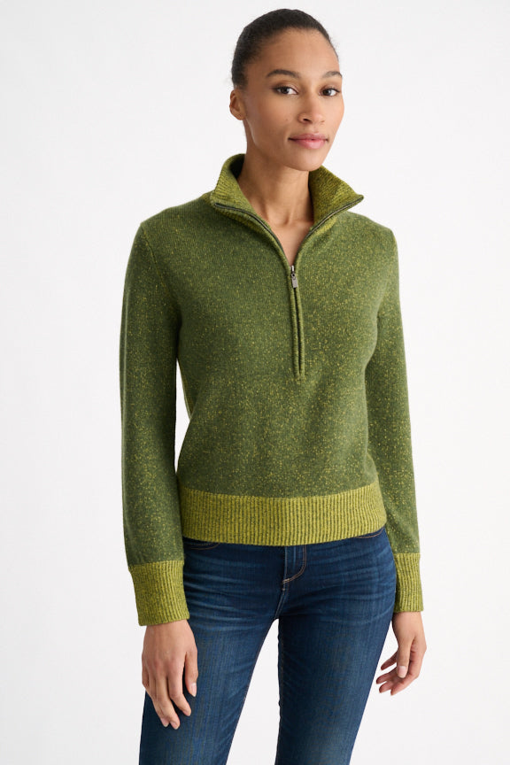 PLAITED ZIP MOCK