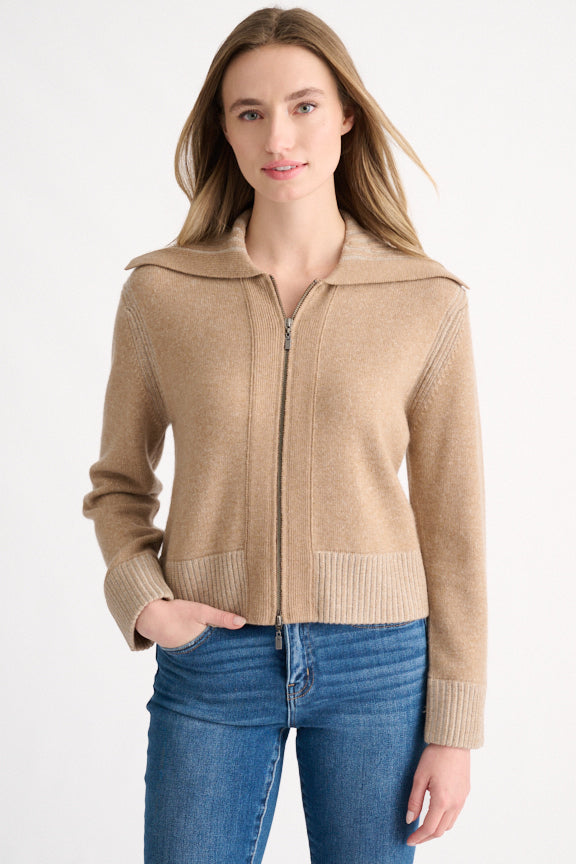 PLAITED ZIP CARDIGAN