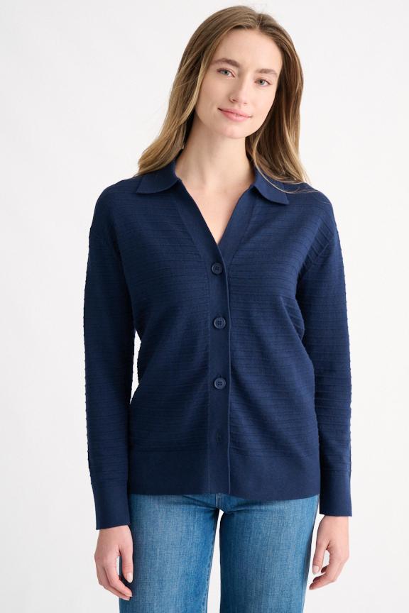 EASY HORIZONTAL RIB CARDIGAN