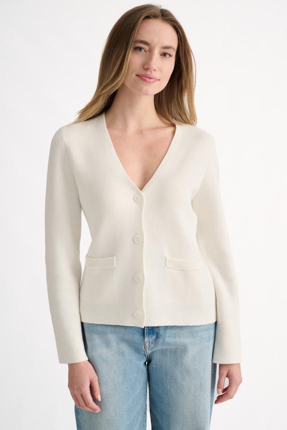 DOUBLE KNIT VEE CARDIGAN