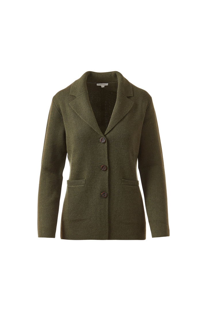 HERRINGBONE NOTCH COLLAR CARDIGAN