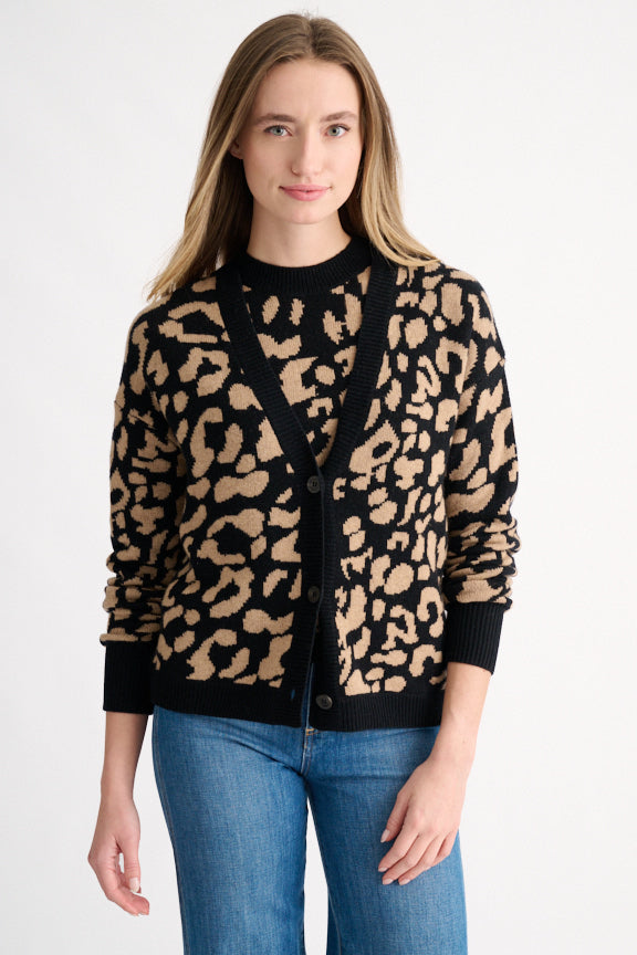 DOUBLE KNIT LEOPARD CARDIGAN