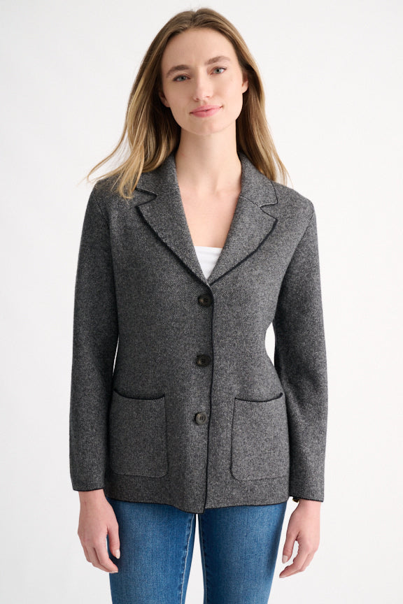 TWEED NOTCH COLLAR CARDIGAN