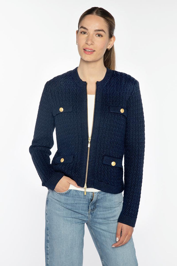 TEXTURED ZIP CARDIGAN