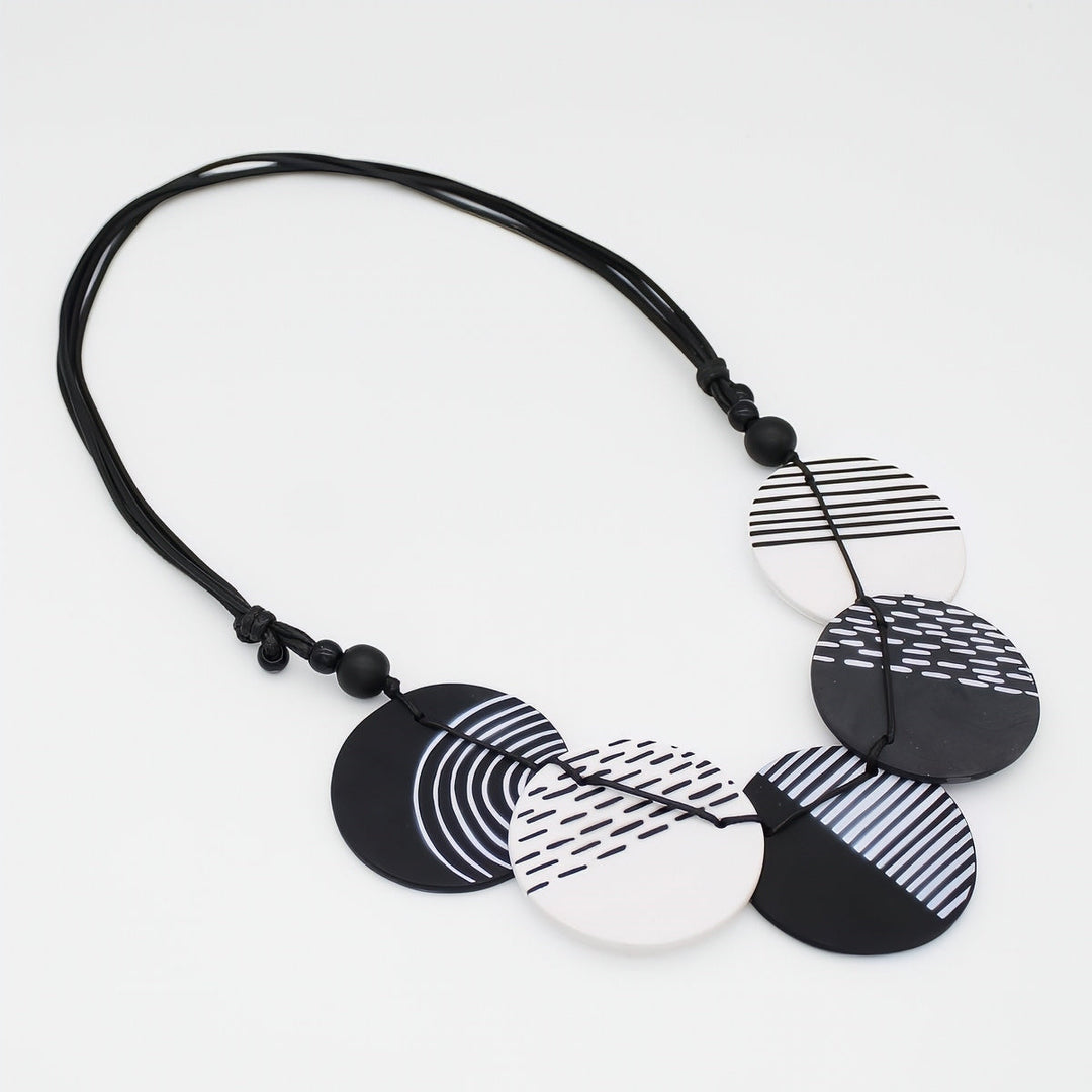 Black Harlowe Round Disc Necklace