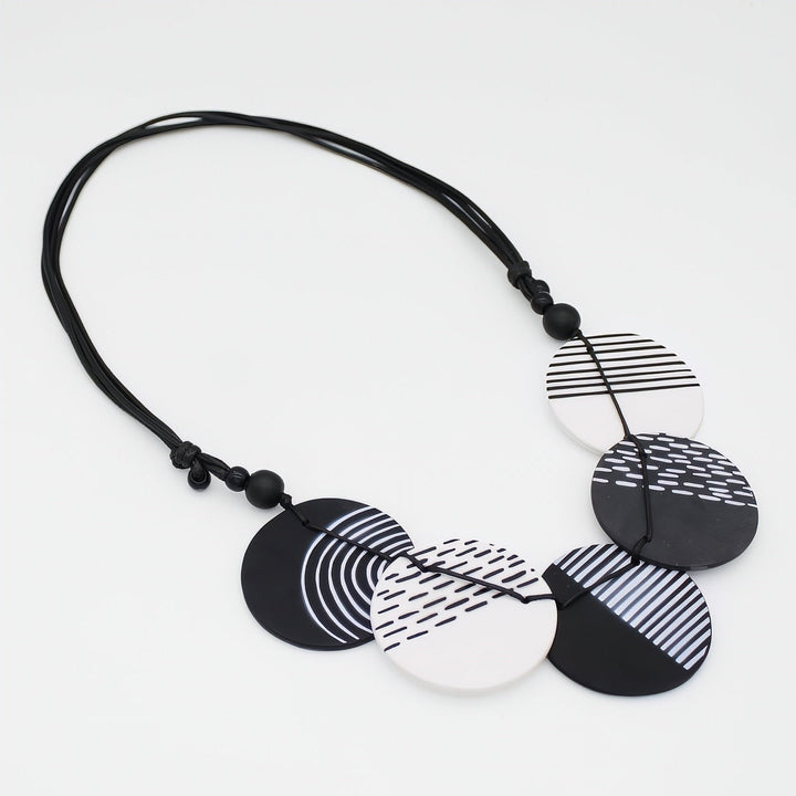 Black Harlowe Round Disc Necklace