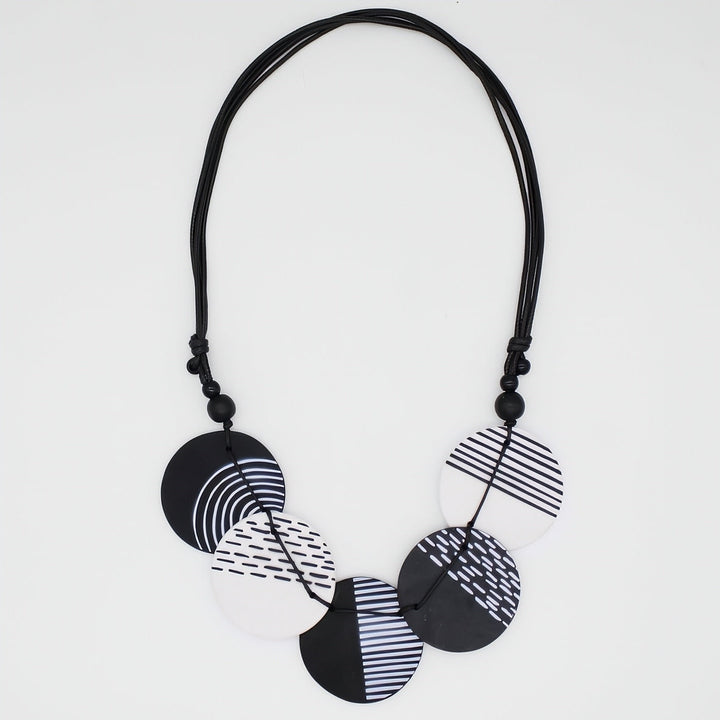 Black Harlowe Round Disc Necklace