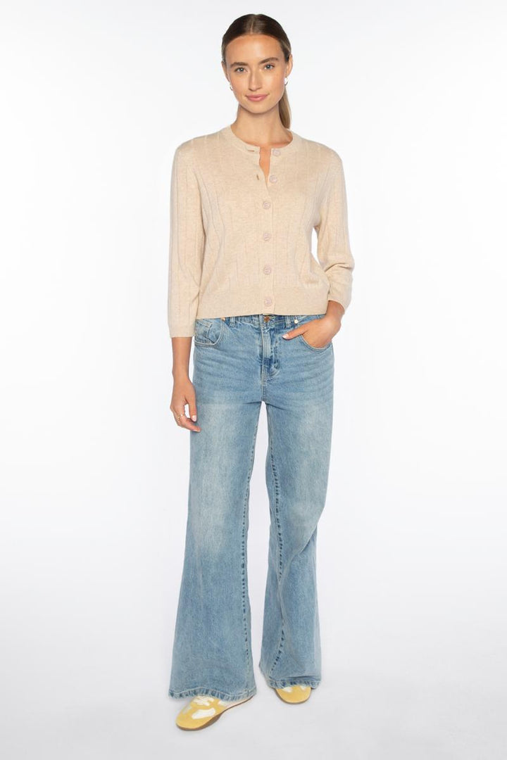 SHORT RIB CREW CARDIGAN