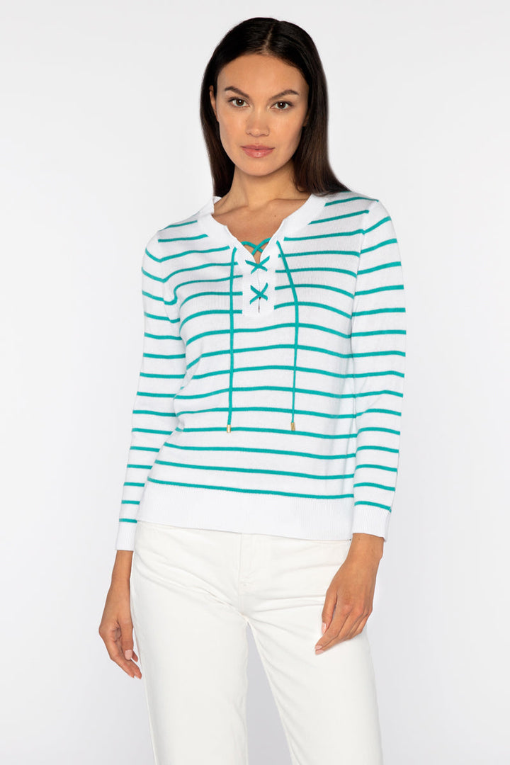 Stripe Lace Up Crew