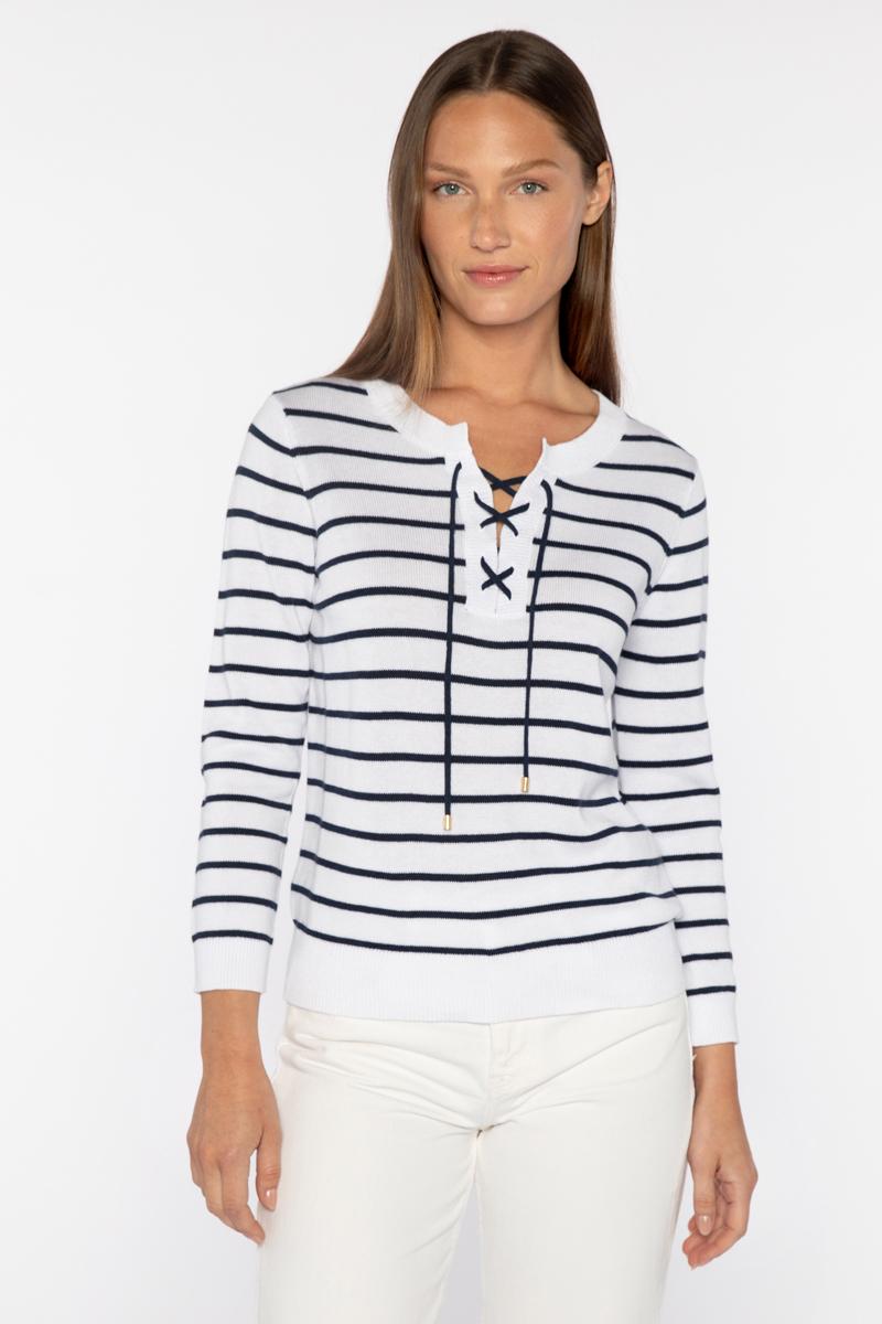 Stripe Lace Up Crew