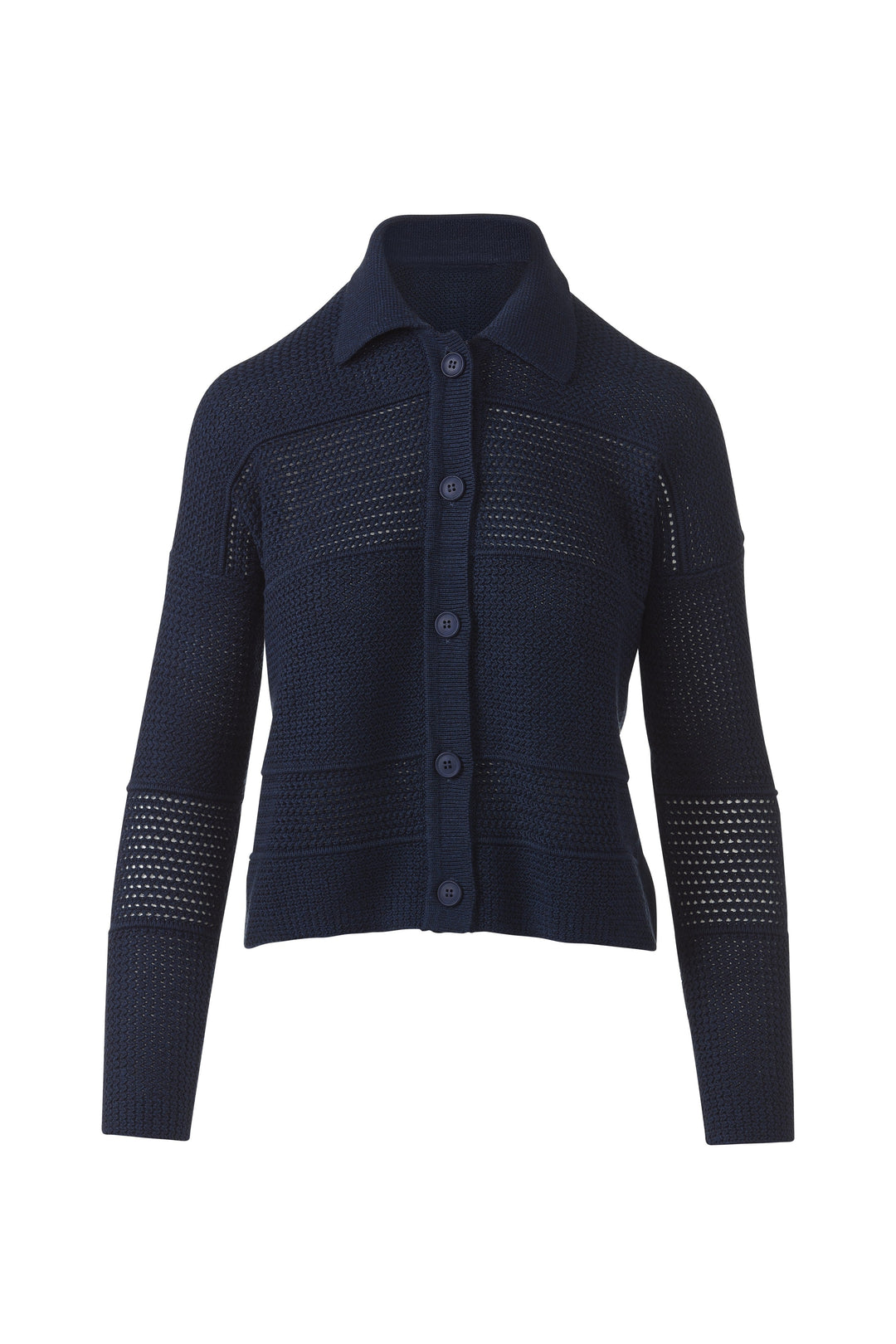 MIXED TEXTURE COLLARED CARDIGAN