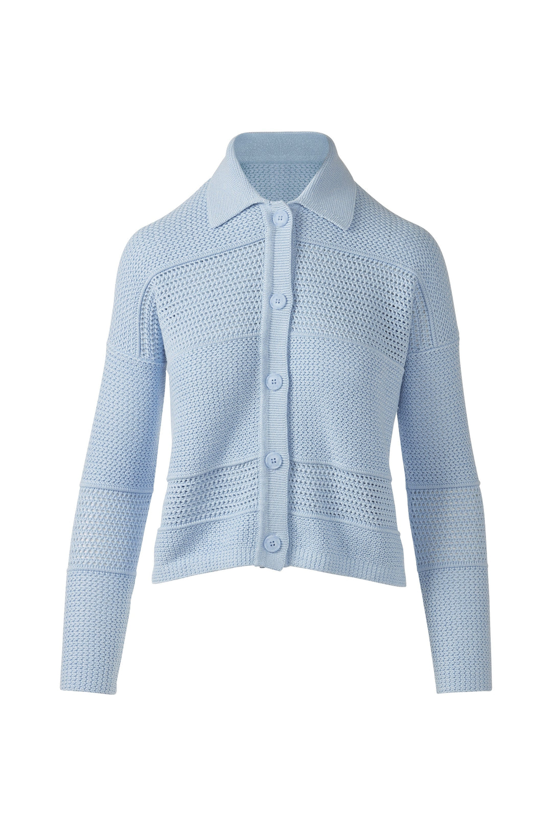 MIXED TEXTURE COLLARED CARDIGAN