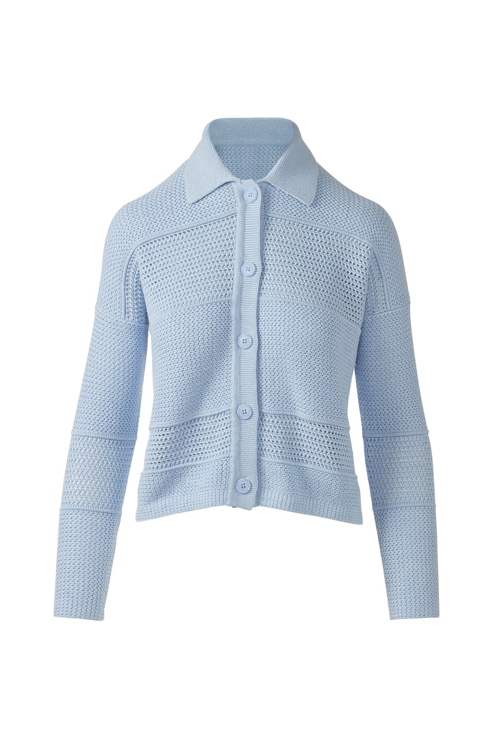 MIXED TEXTURE COLLARED CARDIGAN