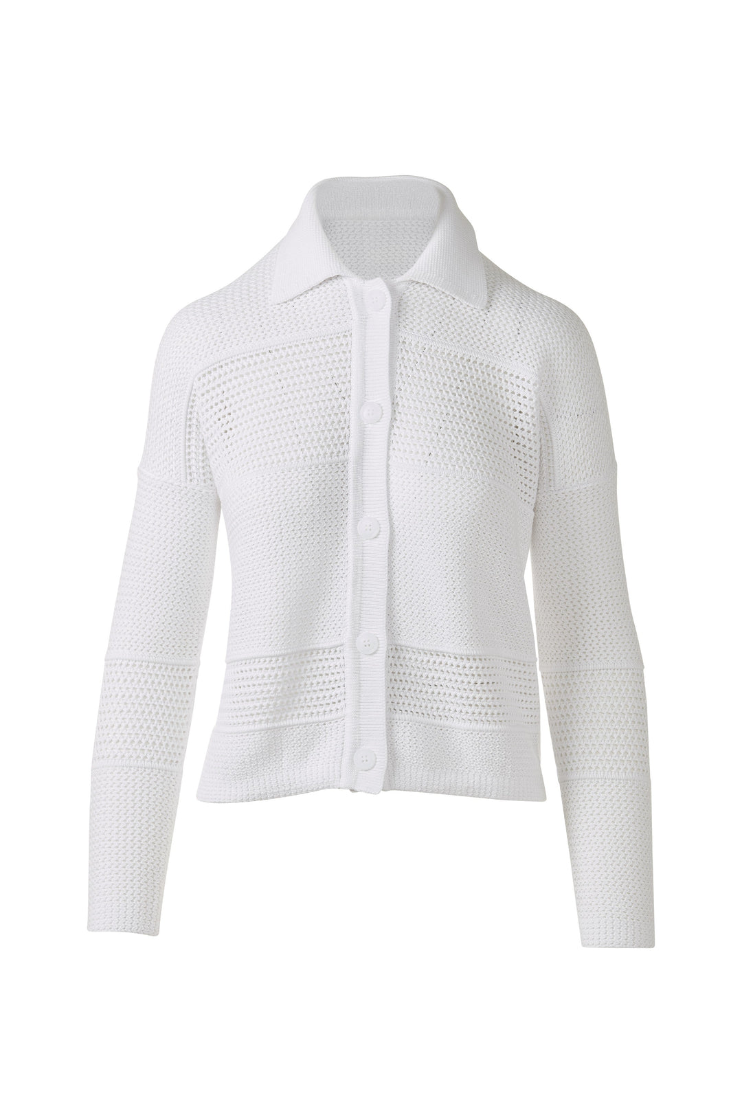 MIXED TEXTURE COLLARED CARDIGAN