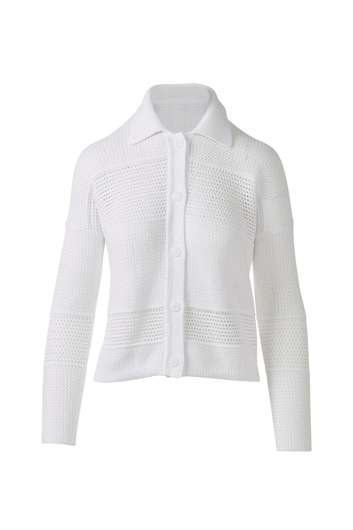 MIXED TEXTURE COLLARED CARDIGAN