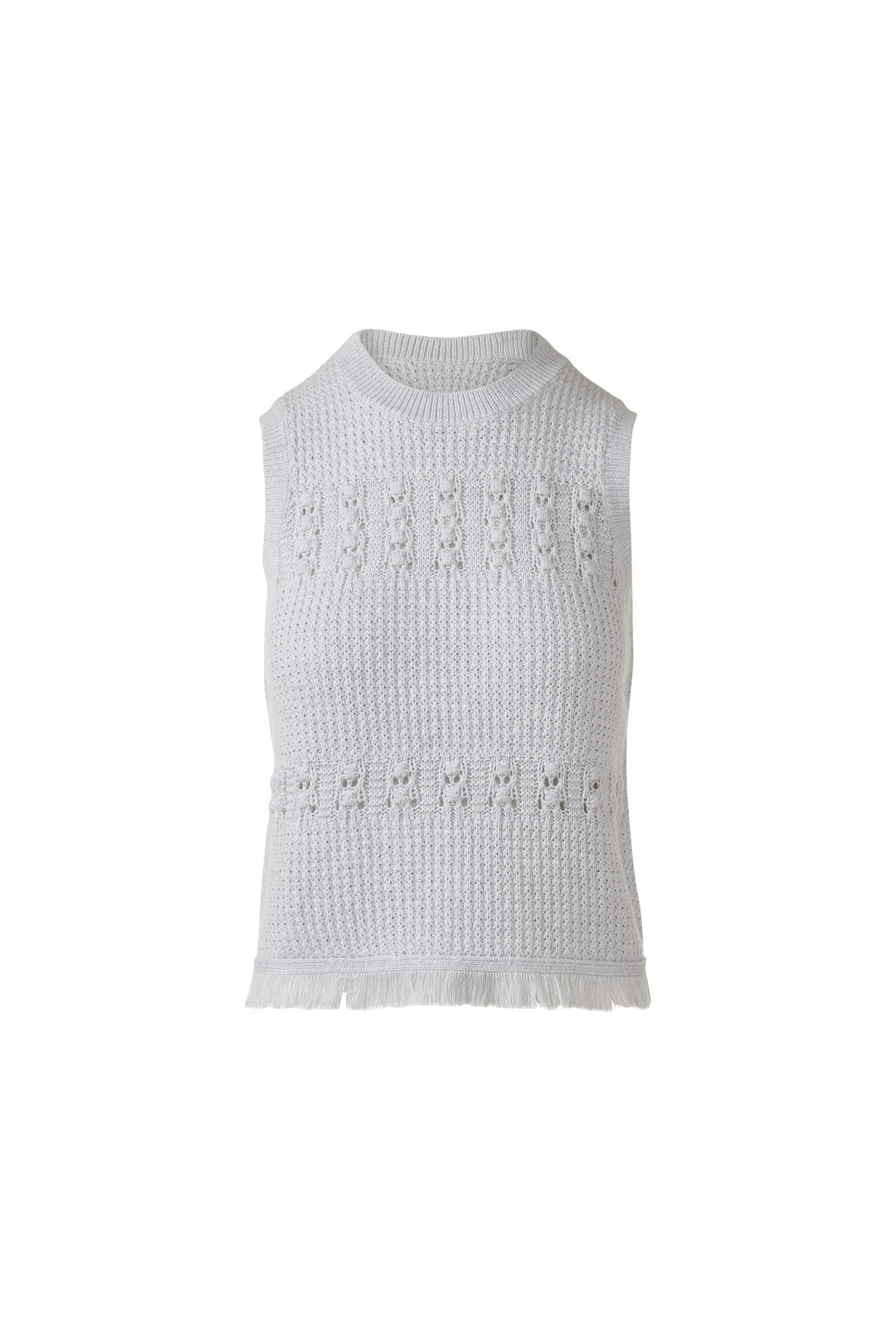 TEXTURED FRINGE SLEEVELESS CREW