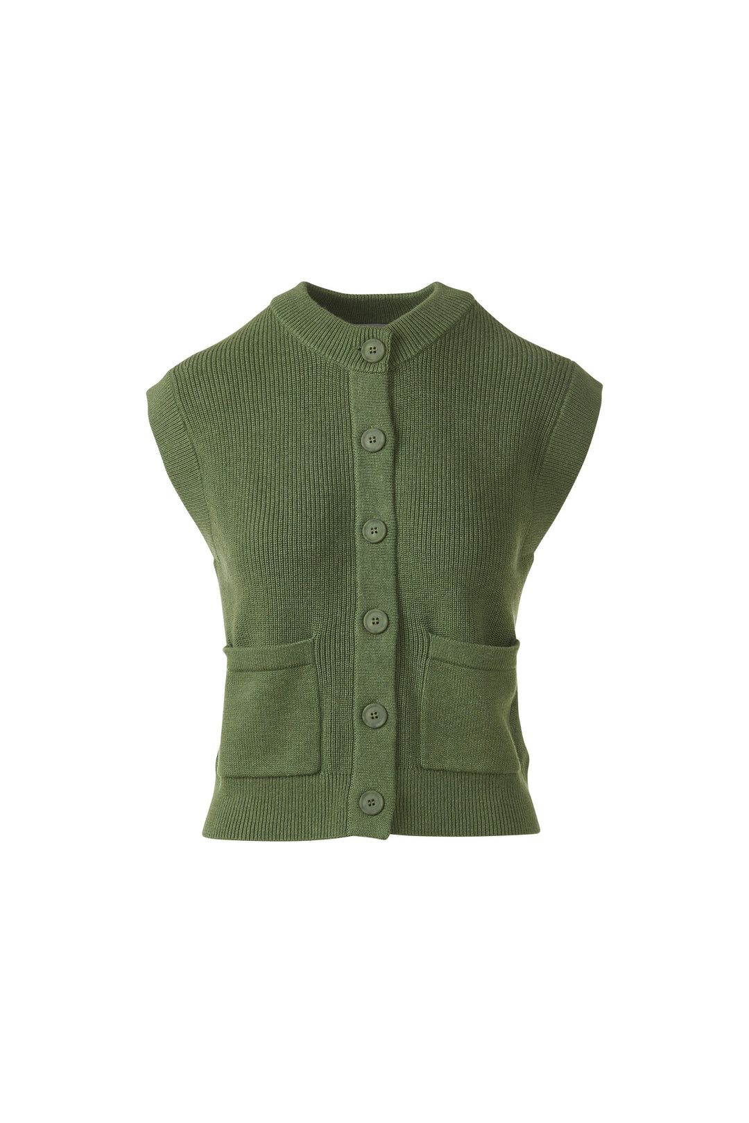 RIB BUTTON VEST CARDIGAN