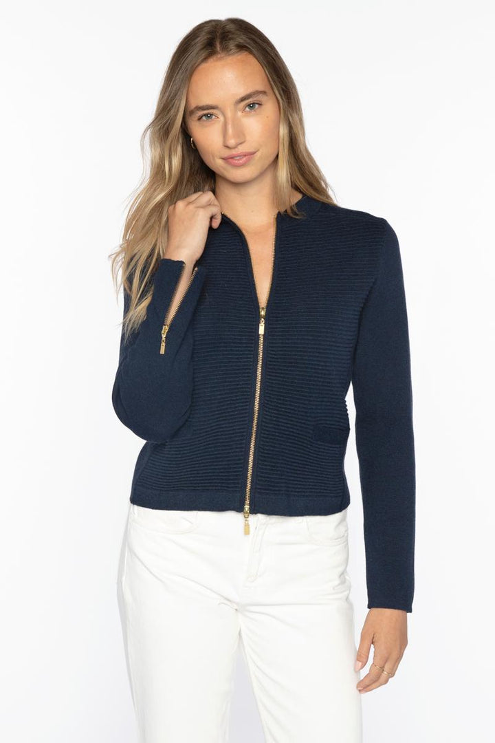 FITTED ZIP CARDIGAN