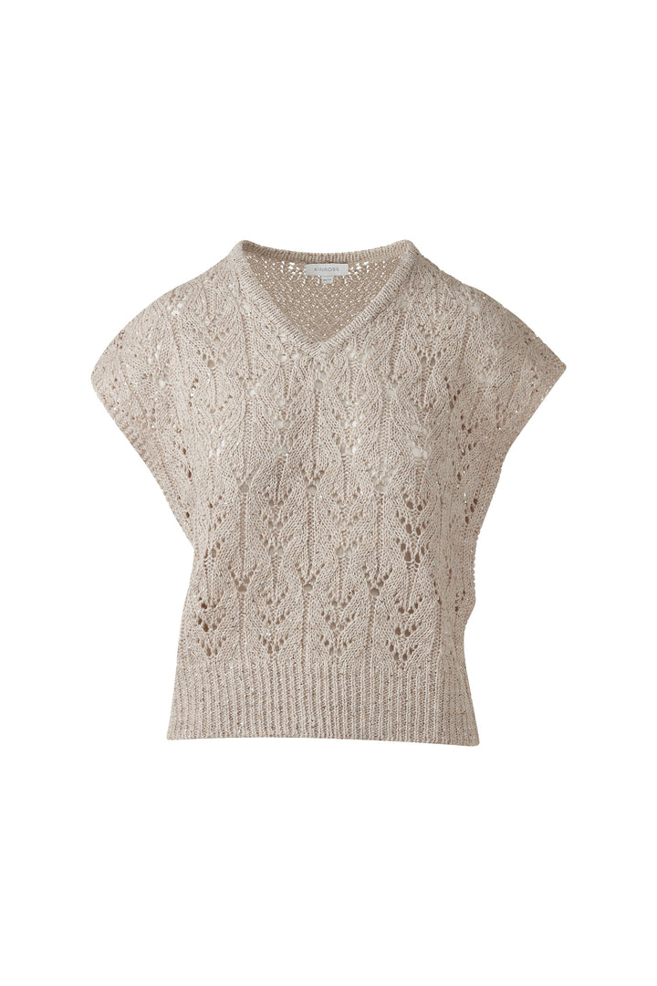 Sequin Cap Sleeve Openwork Sweater Straw