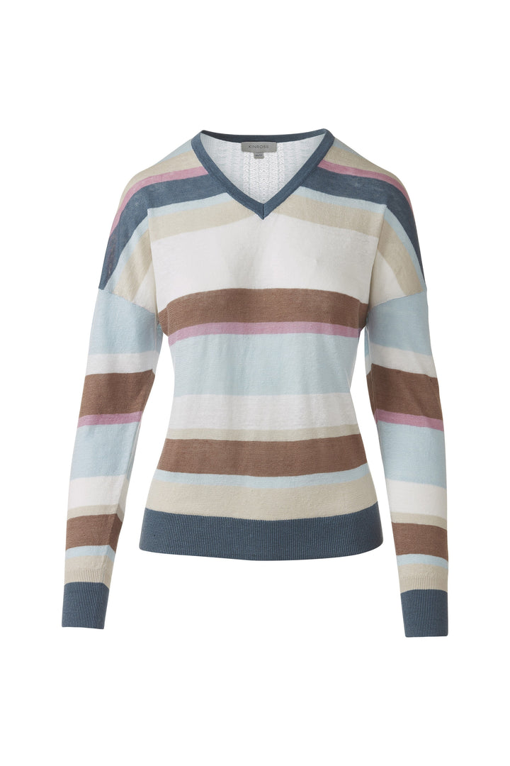 Multi Stripe V Neck Sweater Multi