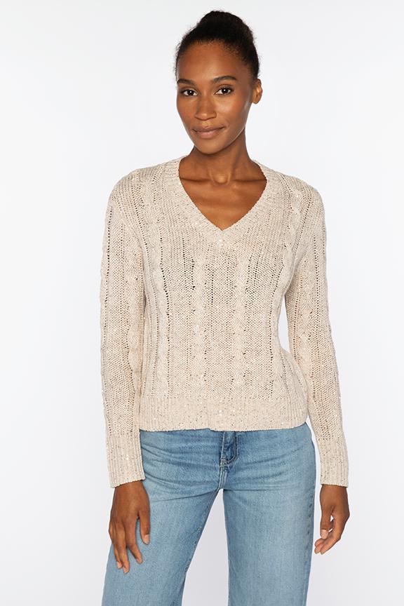 SEQUIN CABLE VEE