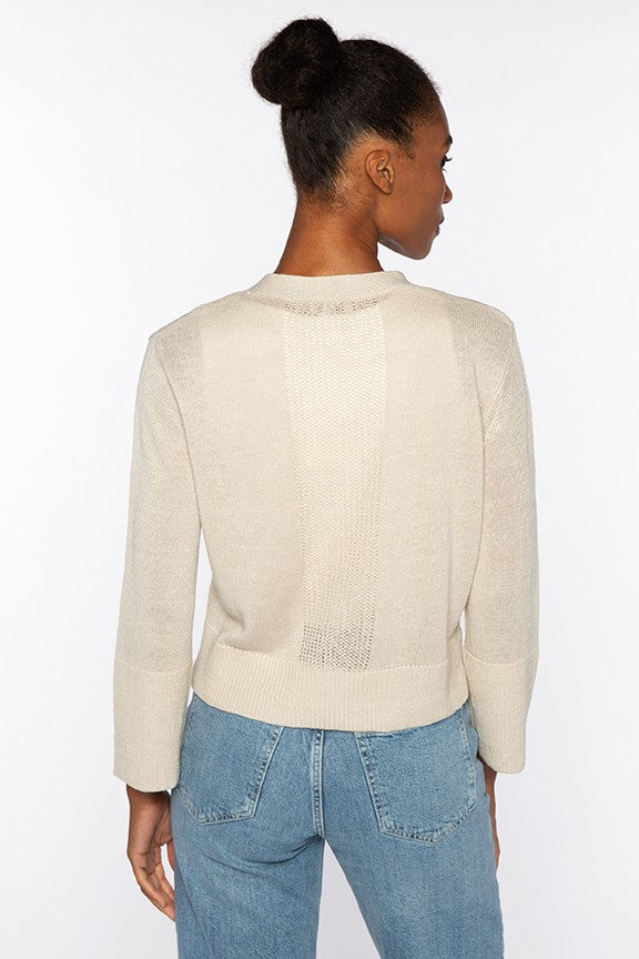 Vee Button Cardigan Pebble