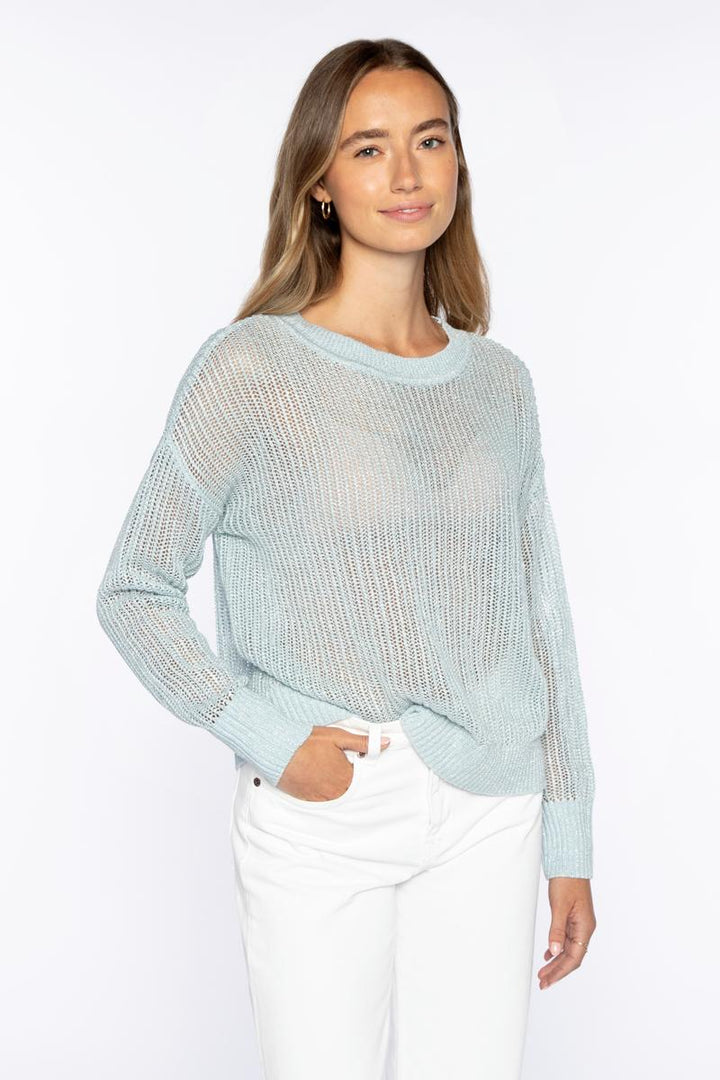 Open Texture Crew Sweater Crystal