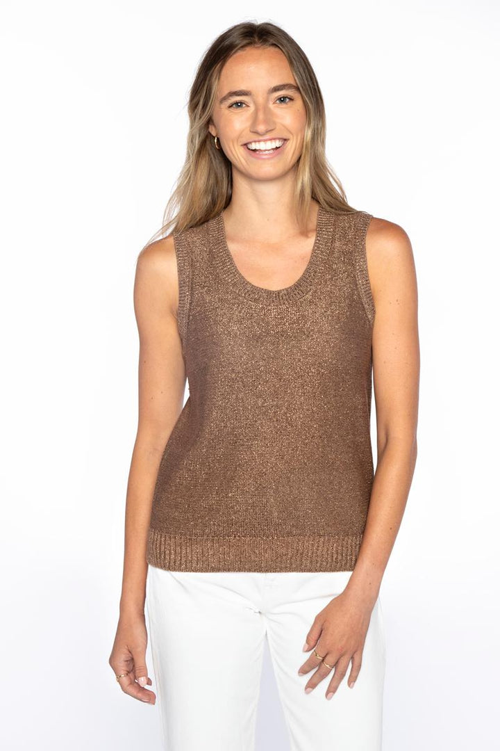 OPEN TEXTURE LUREX TANK