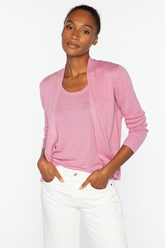 Open Rib Knit Cardigan Berry
