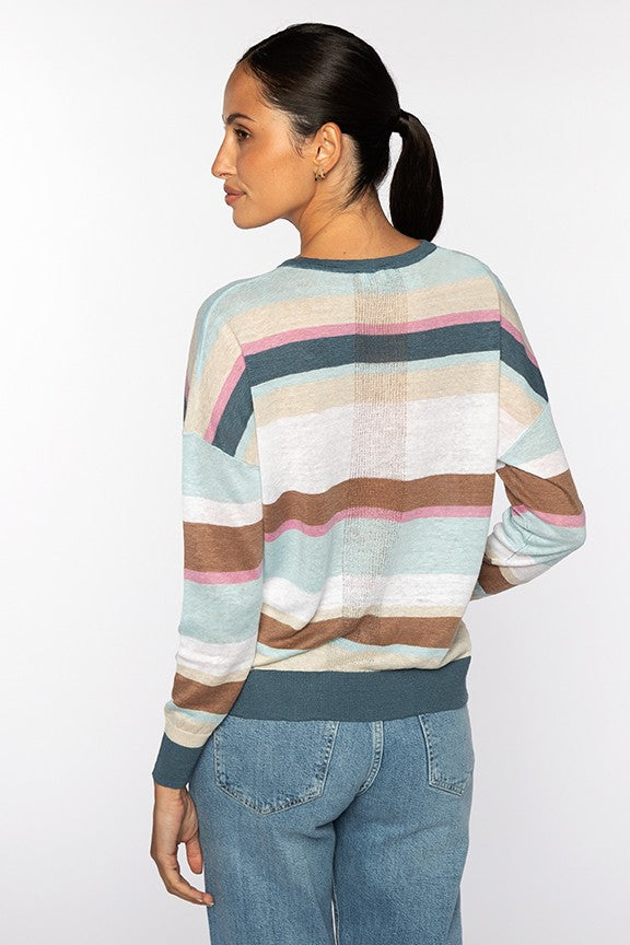 Multi Stripe V Neck Sweater Multi