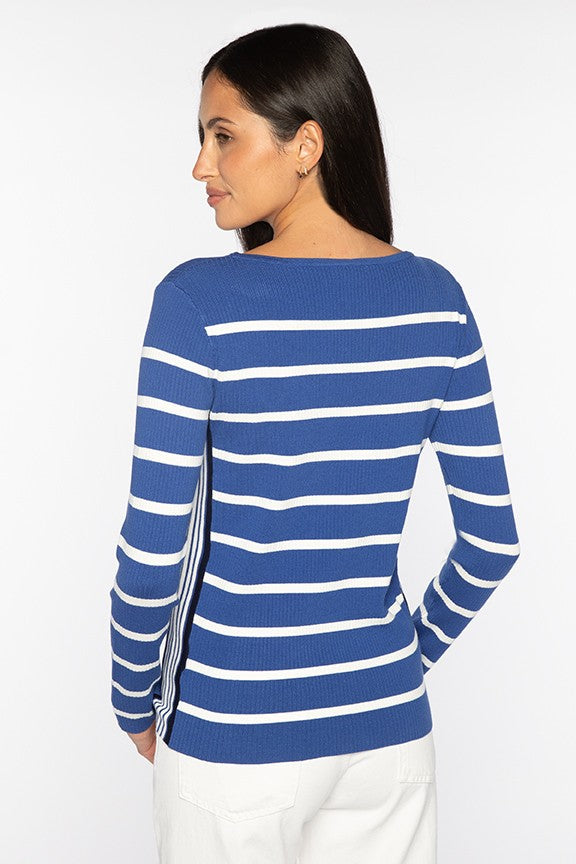 TIPPED RIB STRIPE BOATNECK