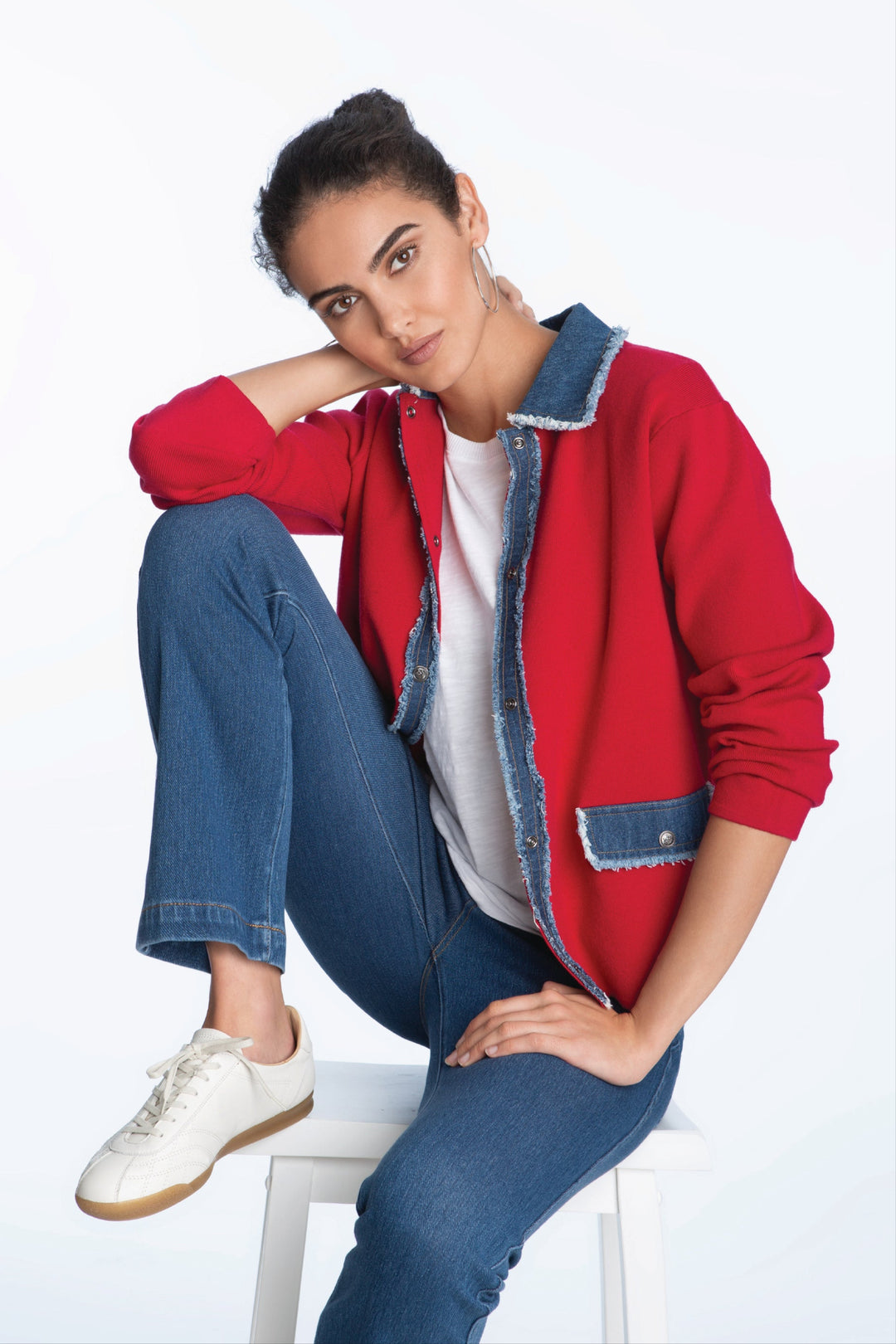 Frayed Denim Trim Jacket