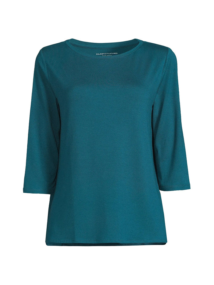 Soft Touch Relaxed 3/4 Sleeve Boatneck T-Shirt