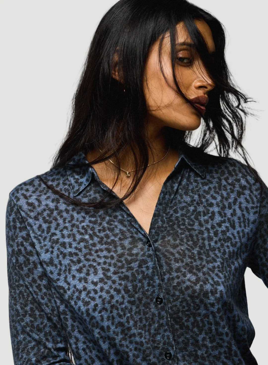 Cotton Cashmere Long Sleeve Leopard Novelty Shirt - SHIRT - Majestic Filatures North America