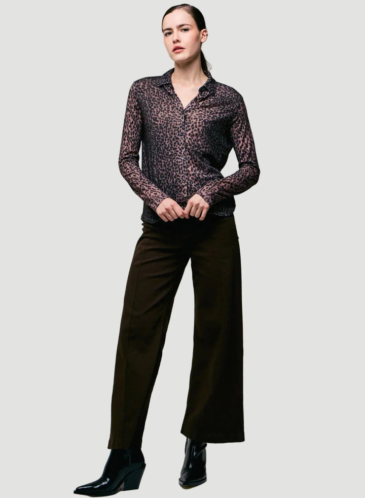 Cotton Cashmere Long Sleeve Leopard Novelty Shirt - SHIRT - Majestic Filatures North America
