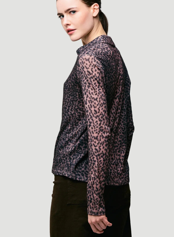 Cotton Cashmere Long Sleeve Leopard Novelty Shirt - SHIRT - Majestic Filatures North America