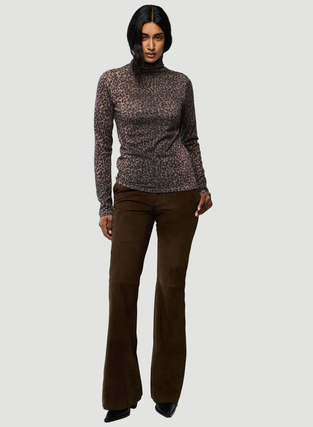 Cotton Cashmere Long Sleeve Leopard Novelty Turtleneck - TURTLENECK L/S - Majestic Filatures North America