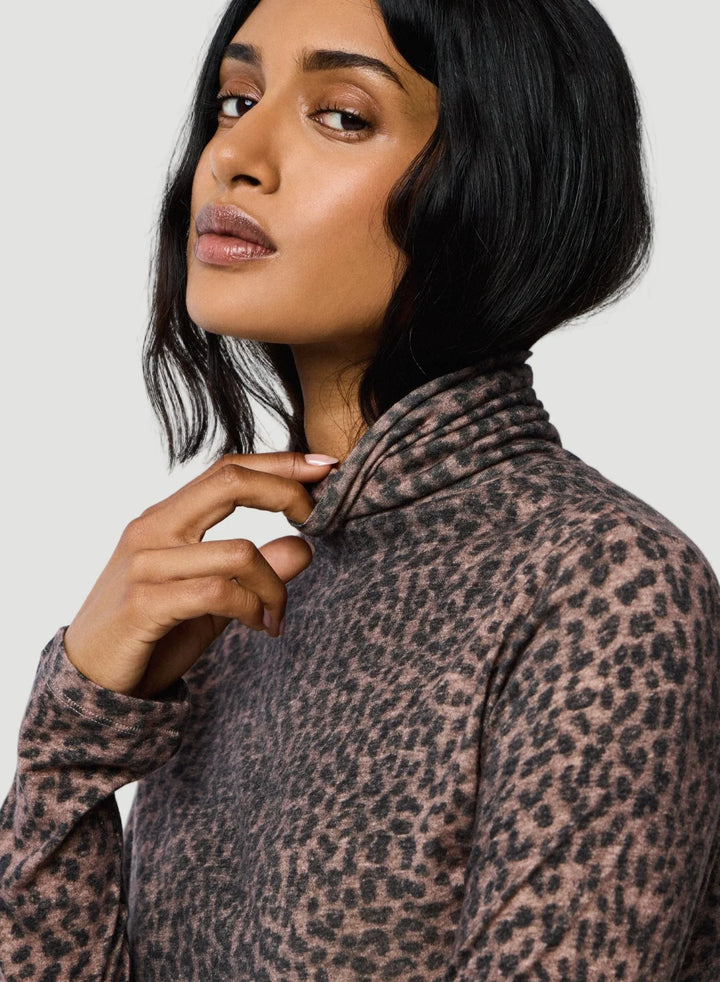 Cotton Cashmere Long Sleeve Leopard Novelty Turtleneck - TURTLENECK L/S - Majestic Filatures North America