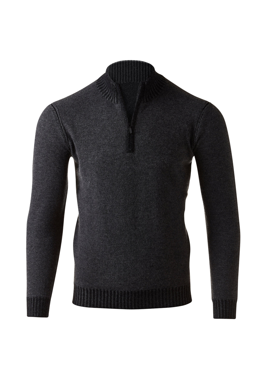 PLAITED PIQUE QTR ZIP MOCK