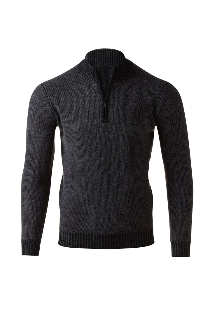 PLAITED PIQUE QTR ZIP MOCK