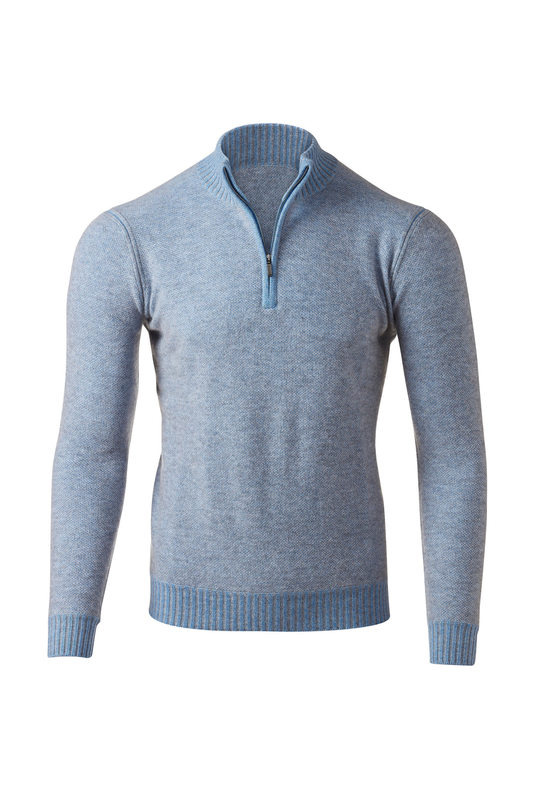 PLAITED PIQUE QTR ZIP MOCK